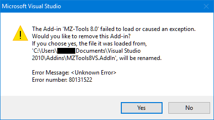 MZTools8VSCouldNotBeLoaded